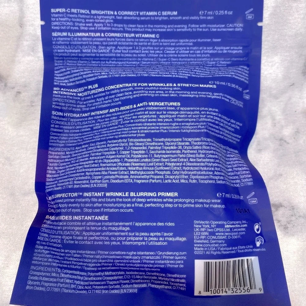 StriVectin Skincare Gift Set-Vitamin C Serum,Wrinkle Moisturizer&Primer-3pc-NEW - Picture 3 of 6
